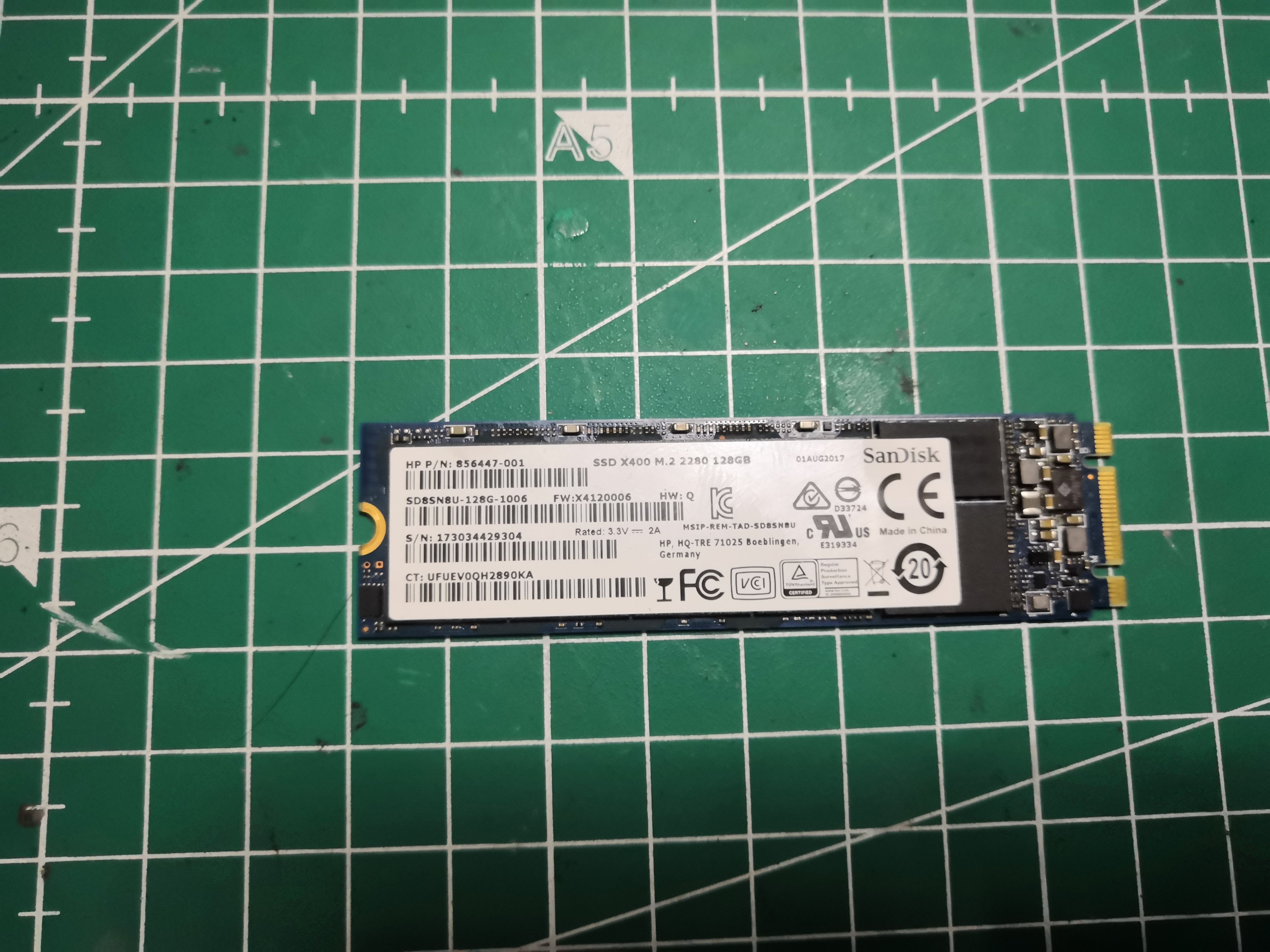 SanDisk X400 M.2 2280 128GB — a SATA SSD in an M.2 form factor