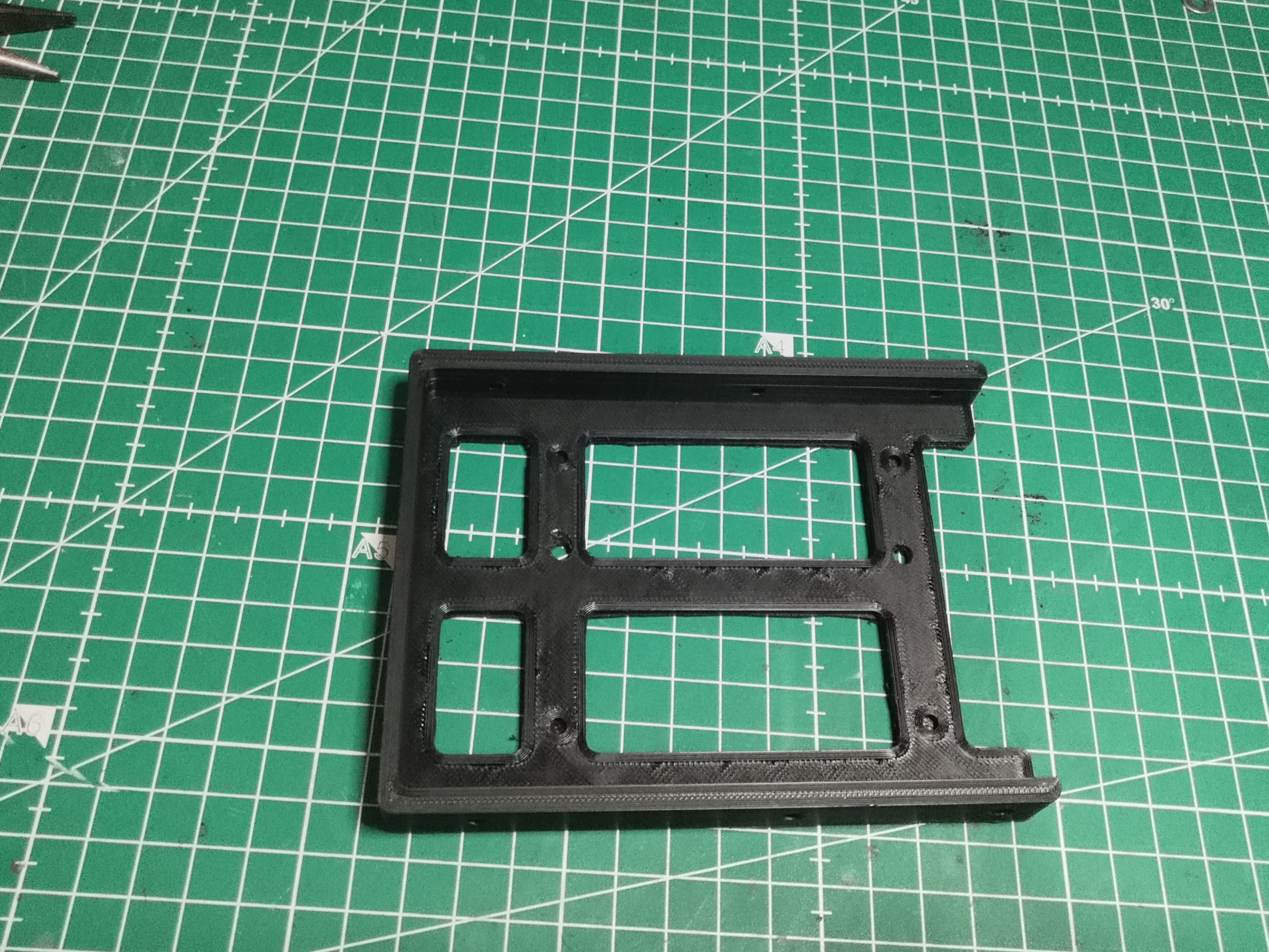Caddy printed in black PLA — top view