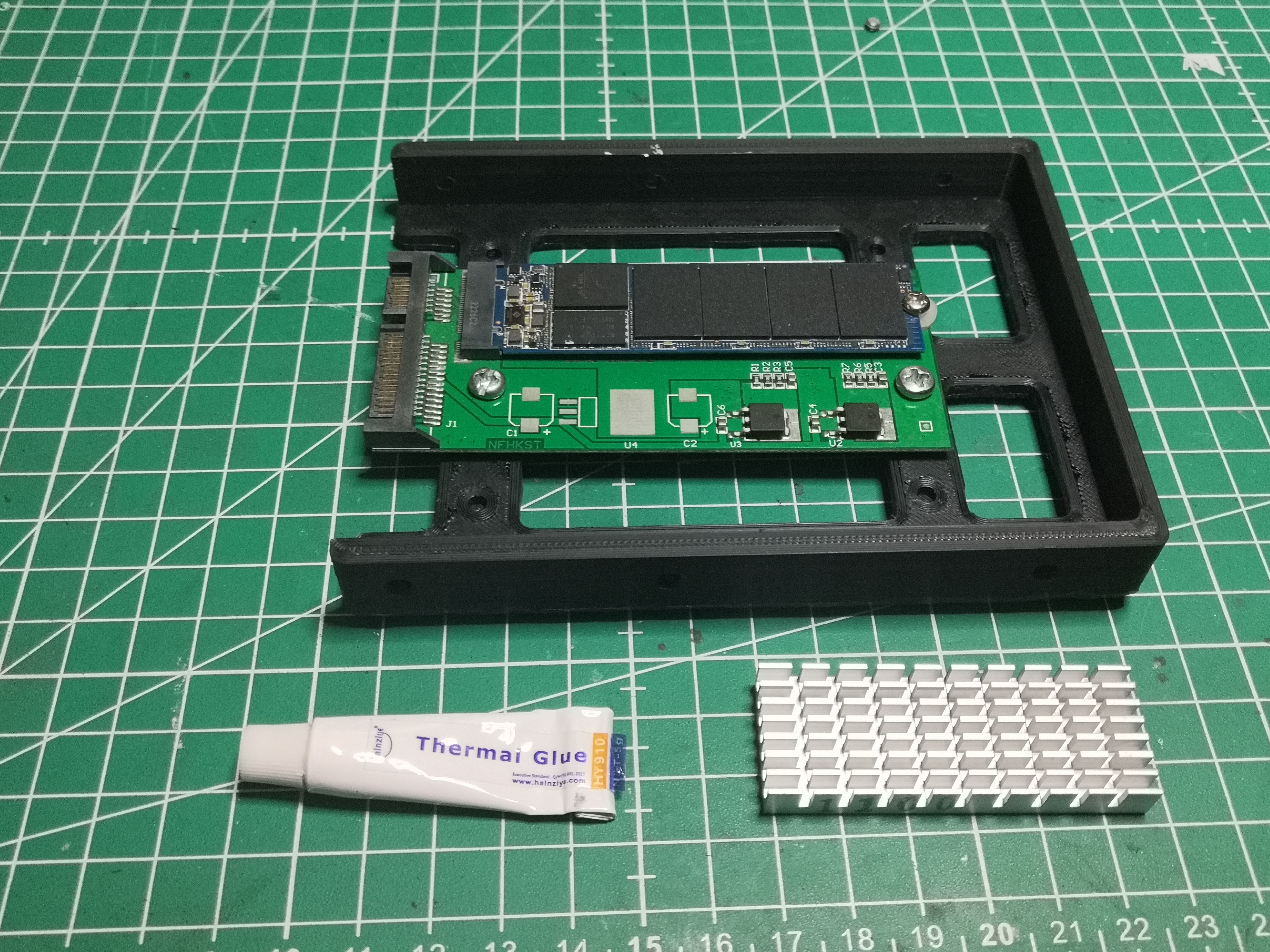Applying thermal glue to the NAND chips
