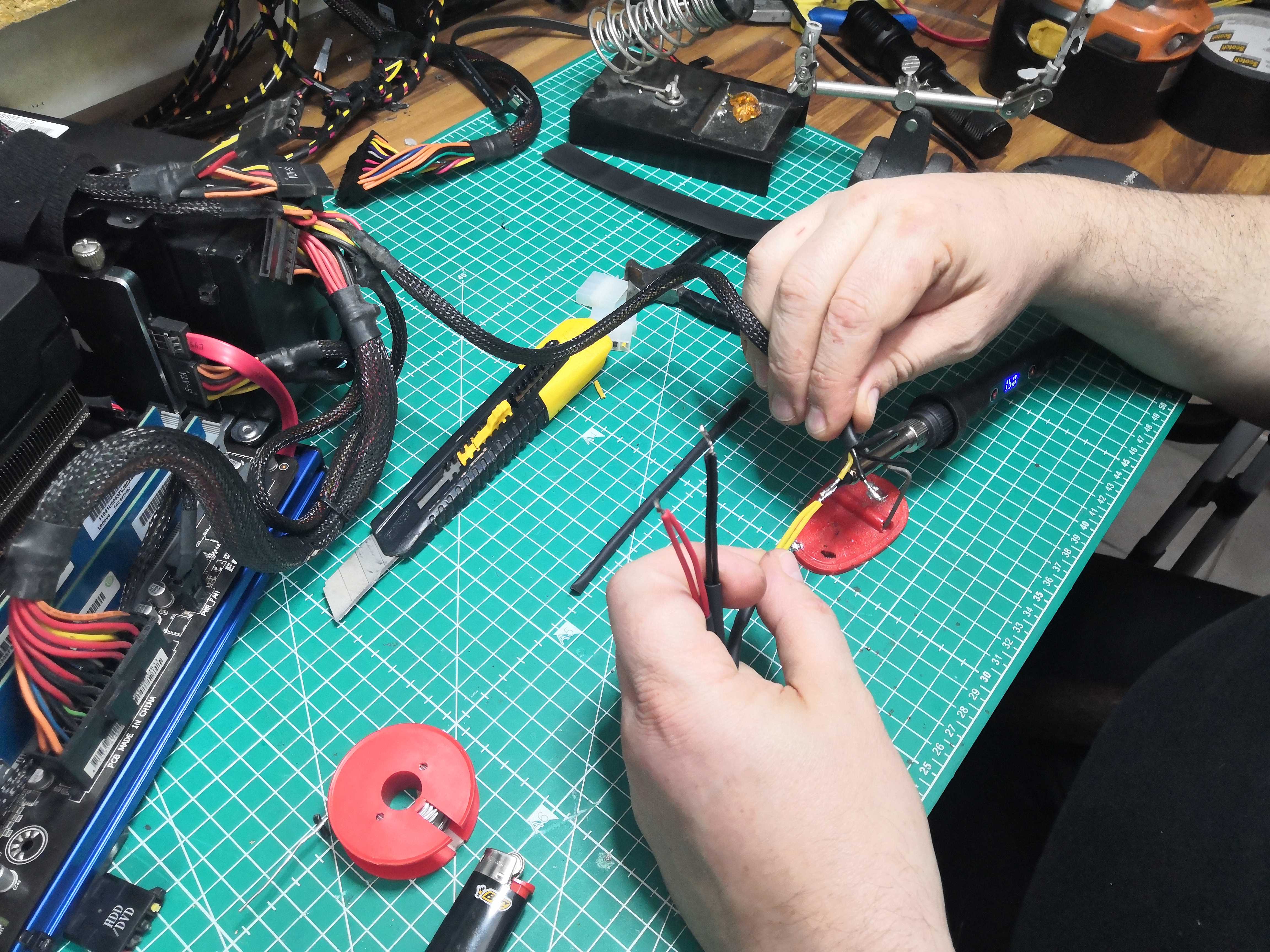 Heat-shrink tubing on each individual solder joint