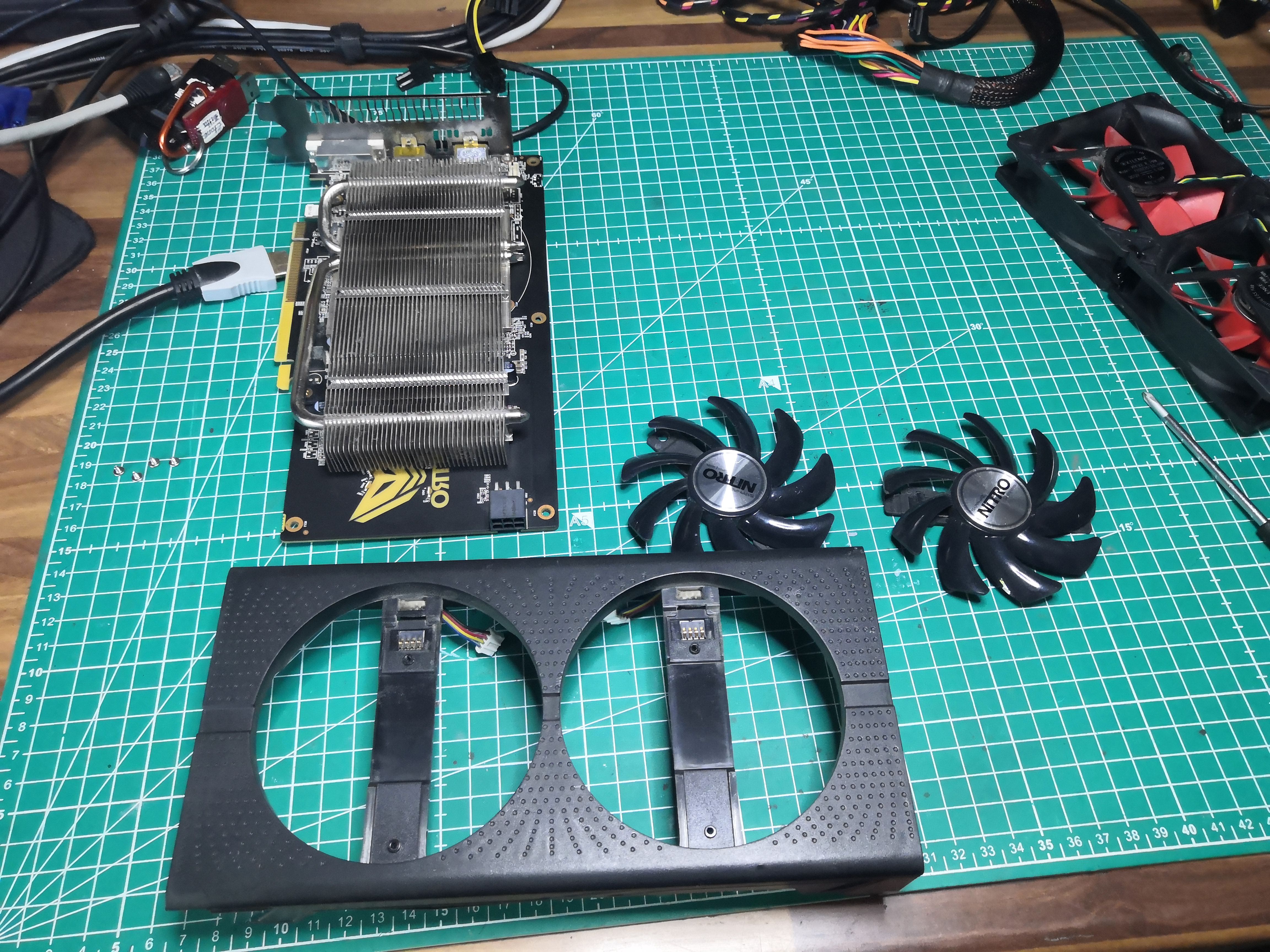 Shroud being modified and the original impellers removed