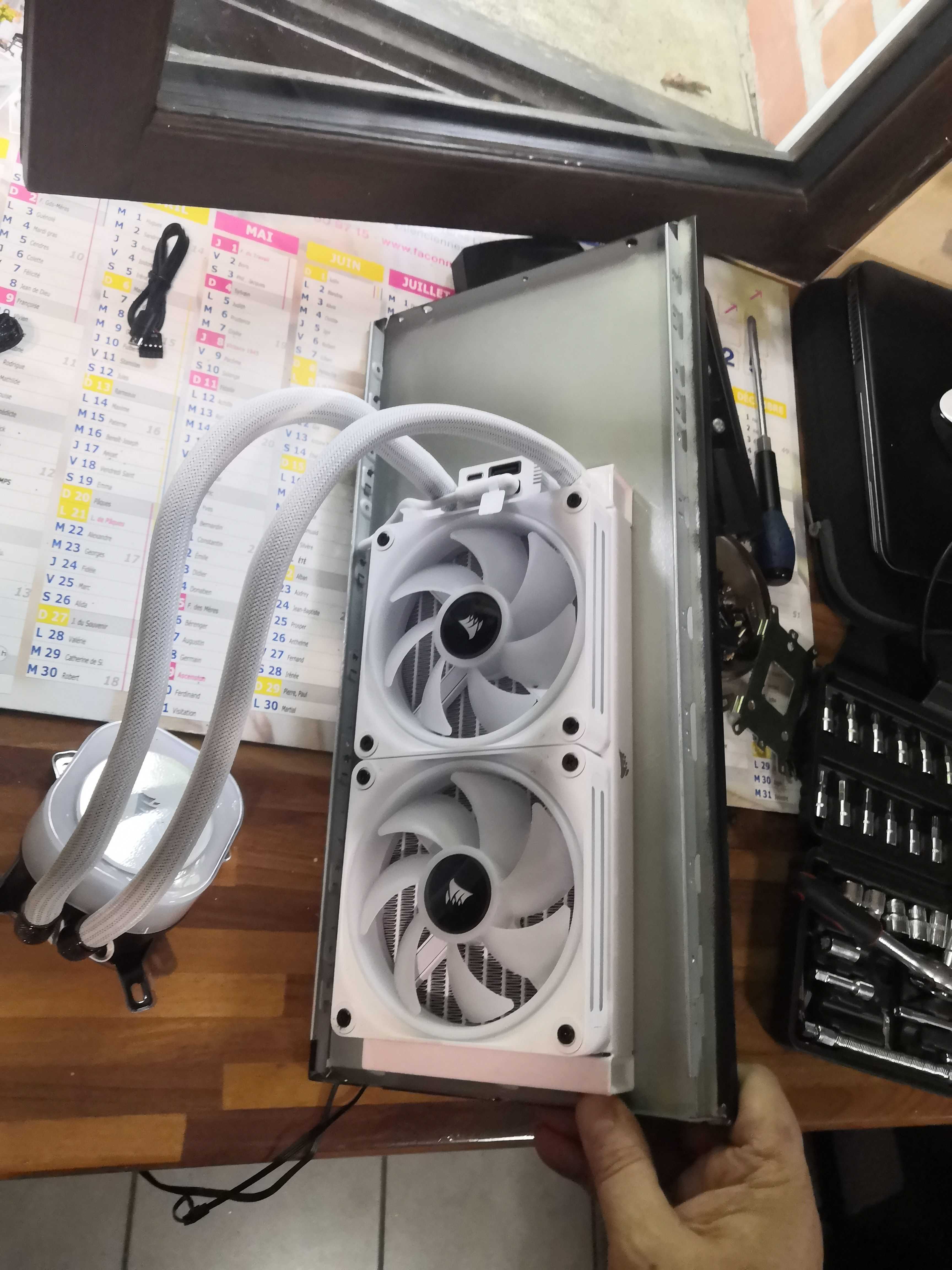 Corsair H100i mounted on the custom panel