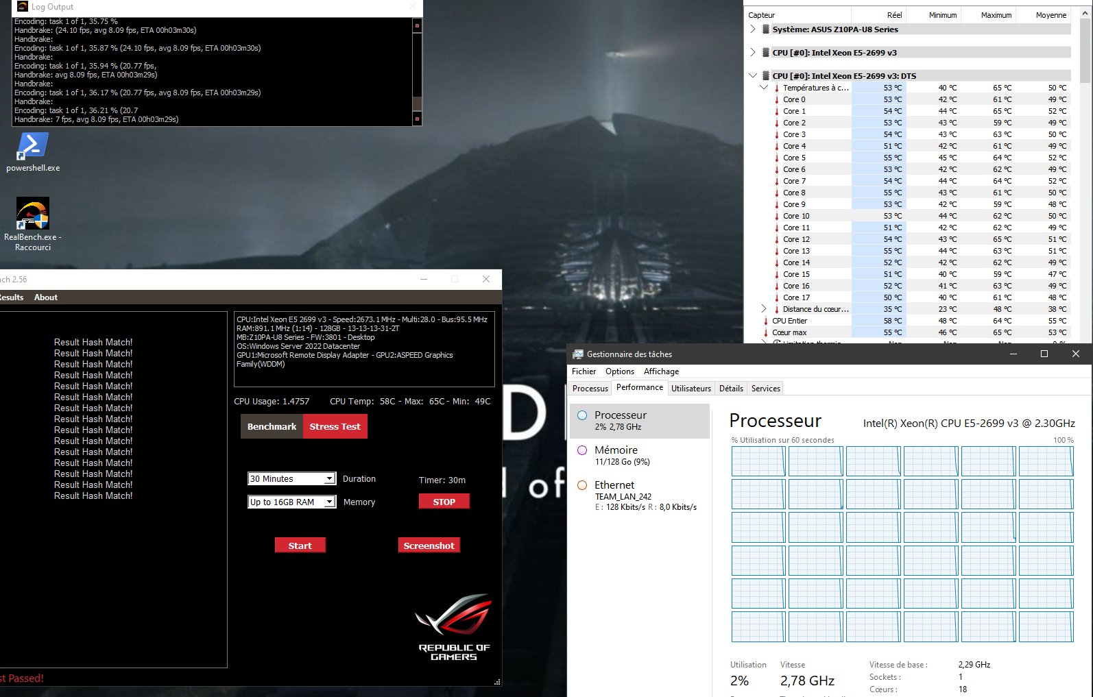 RealBench stress test - E5-2699 v3