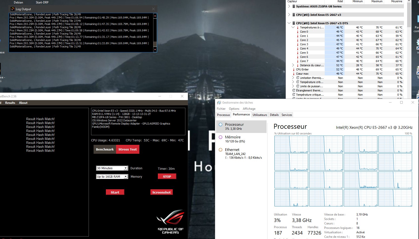 RealBench stress test - E5-2667 v3